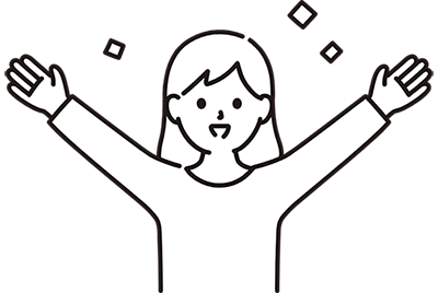 両手をあげて喜ぶ女性のイラスト