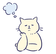 悩んでいる猫のイラスト